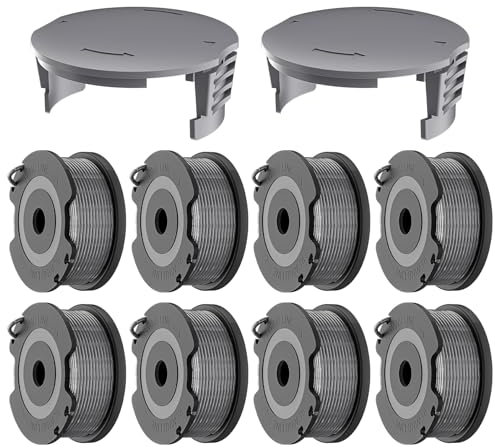 Forever Speed 8 Pezzi Bobina per Decespugliatore,1.60mm, 4.90m Bobina di Filo per Tagliabordi Compatibile con Bosch Easy GrassCut18-230,modello F016800569 & F016800385 (8 Bobine di Ricambio, 2 Tappi)