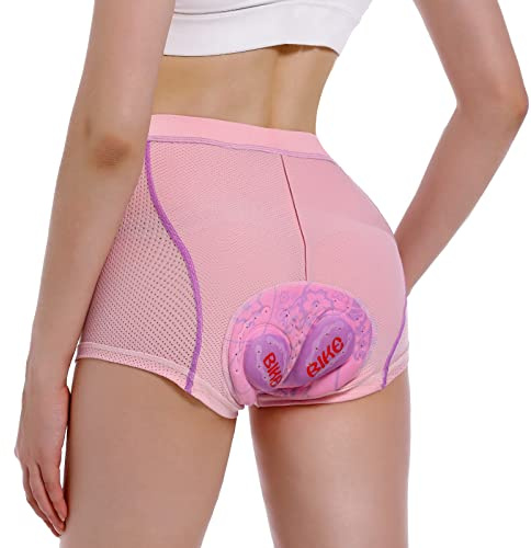 MEETWEE Cykelshorts dam vadderade cykeltrosor dam byxor cykelshorts dam vadderade cykelunderkläder vadderad 3D mountainbike ridning, rosa, S