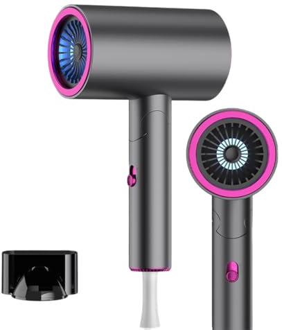 Phon Capelli Pieghevole, Asciugacapelli Ionico, Phon Piccolo da Viaggio, Hair Dryer Portatile per Viaggio e Case, Basso Rumore, 3 Modalità di Regolazione, Cura dei Capelli con Luce Blu