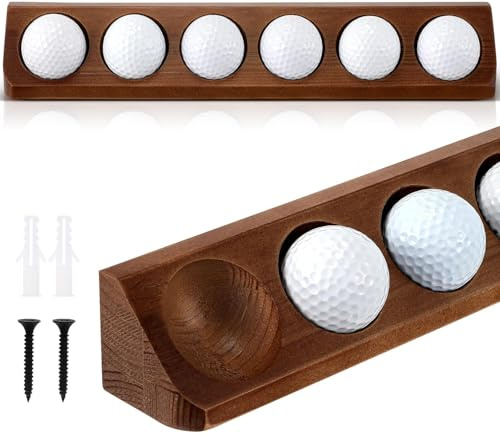 2 Pack Wooden Golf Ball Display Case, Golf Ball Storage Stand, Display 12 Standard Golf Balls for Office Tabletop Decor Accessories, Collector Sport Memorabilia Accessories
