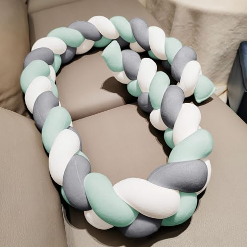 AZMAHT Cuscino per Bambini Intrecciato Paracolpi Sponda Sponde Anticaduta Coccoloso Soffice Intrecciato Serpente Intrecciato Barriera di Sicurezza Anticaduta,R18,500CM
