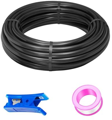 HAXIHA 20 Meter Schwarz Pneumatik Schlauch 6mm OD 4mm ID Polyurethan PU Luftschlauch Rohr Rohrsatz,Druckluftschlauch,PU Schlauch ist Geeignet für Pneumatische Geräte und Luftkompressor
