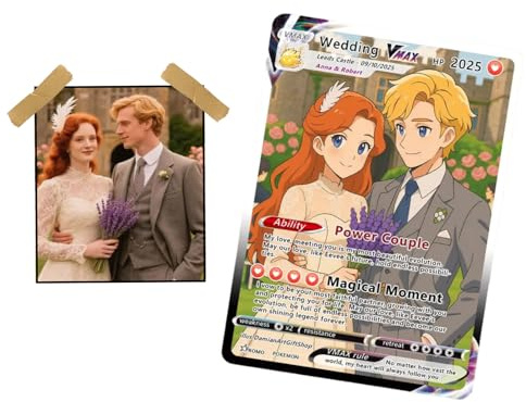 SHWorkshop Carte Poke personalizzate con foto di coppia - Carte personalizzate con ritratto poke, regali di compleanno Poke per moglie, amici, migliori amici, animale domestico e padre, stile animato