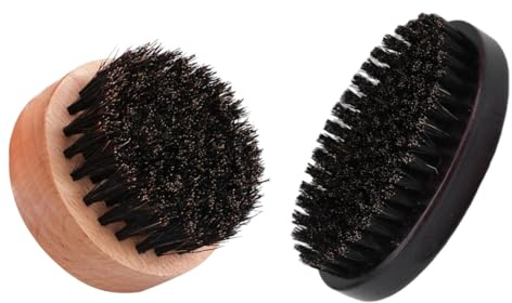 Kakating Cepillo para Barba de 2 Piezas | Cepillo de Cerdas de Jabalí con Mango de Madera para Domar y Suavizar el Vello Facial