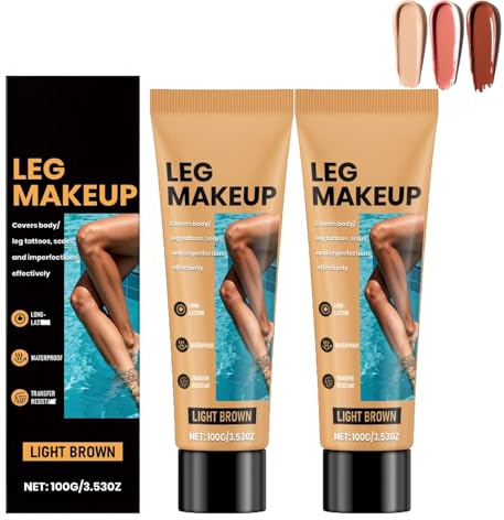2 piezas de maquillaje para cuerpo y piernas, resistente al agua, maquillaje de cobertura de tatuajes, de larga duración, adecuado para cubrir tatuajes, en piel oscura, venas varicosas y cicatrices