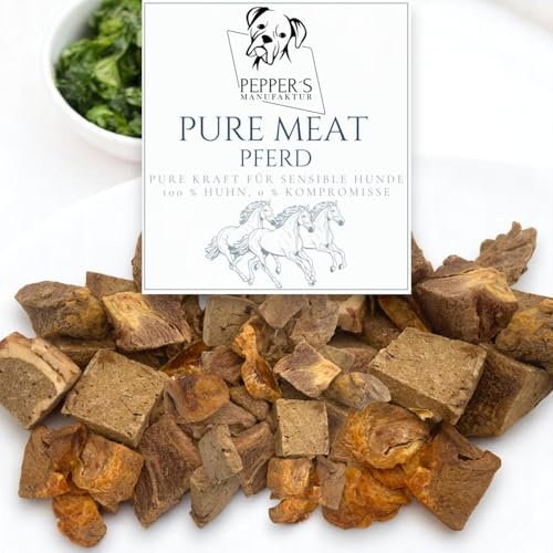 Pure Meat Häst från Pepper's Manufaktur – 100 % frystorkad häst | foderkött barf | monoprotein mellanmål & måltid | Särskilt väl kompatibel | utan tillsatser (1 000 g)
