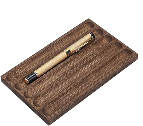 NBEADS 5-Slot Wood Pen Holder, Wood Desk Pen Stand Pen Tray Office Accessory for School,Home,Office Desktop Art Accessories, 11x18x1.4cm