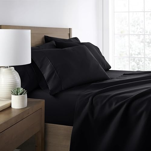 Linen Market 6 Piece Bed Sheet Set, Black, King