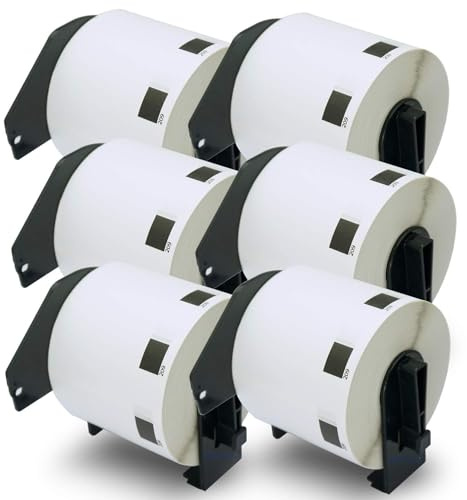 BETCKEY - 6 Rotoli DK-11209 Etichette per Indirizzi Compatibile con Brother, 62mm x 29mm, 4800 Etichette per Stampanti di Etichette Brother QL