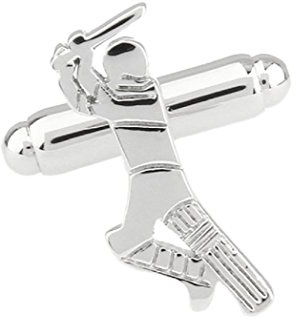 MRCUFF Cricket Batsman Batter Bat Pair Cufflinks in a Presentation Gift Box & Polishing Cloth