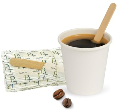 Palucart 500 bicchieri in carta per caffe 90ml BIANCO(3 oz) bicchierini biodegradabili cartoncino per bevande calde cappuccino + 500 palette in legno di betulla