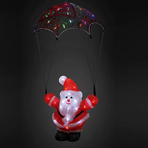 Deuba Babbo Natale a LED con Paracadute Figura in Acrilico per Esterno 31x20x16cm Cavo 5m Addobbi Natalizi Festività