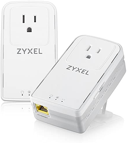 Zyxel G.hn 2400 Powerline Ethernet Adapter Kit | Pass-Thru Power | Plug & Play | MIMO | Next-Gen G.hn | Gigabit Ethernet | for Smart TVs, On-Line Games, 8K Streaming | Brown Box [PLA6456BBKIT]