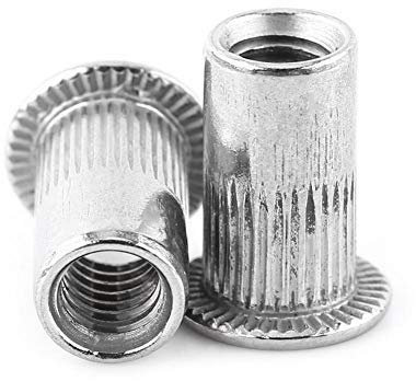 Écrou à Rivet en Acier Inoxydable, éCrou à Rivet Aveugle Fileté à Tête Plate M3-M8, Ecrous Filetés à Tête Plate avec Fonction de Fixation Forte(M4)
