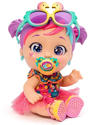 Baby Cool Mini MIA - Bambola con indumenti, scarpe e accessori esclusivi alla moda in stile colorato e tropicale, include 2 magliette, 1 tutù, 1 ciuccio, 1 occhiali da sole e orecchini