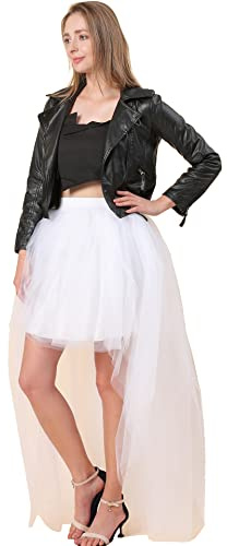 CAMDOM Jupe Tutu asymétrique asymétrique en Tulle pour Femme - Taille Haute, Blanc, Taille Unique