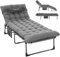 UDPATIO Camping Betten Feldbetten Klappbar, Liegestuhl Mit Auflage Polster, Gartenliege mit Verstellbarer Rückenlehne, Strandliege Campingliege für Outdoor Camping Grau