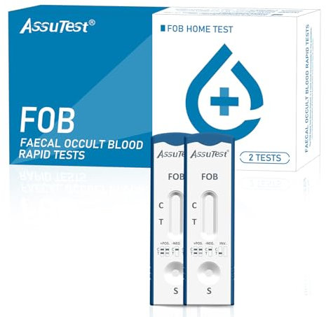 AssuTest Bowel Health Test Kit, 2 Tests, Rapid at-Home Colon Screening for Occult Blood, Easy to Use
