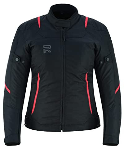 RAXUS Veste de moto d'hiver imperméable avec protections homologuée CE, rouge, 3XL