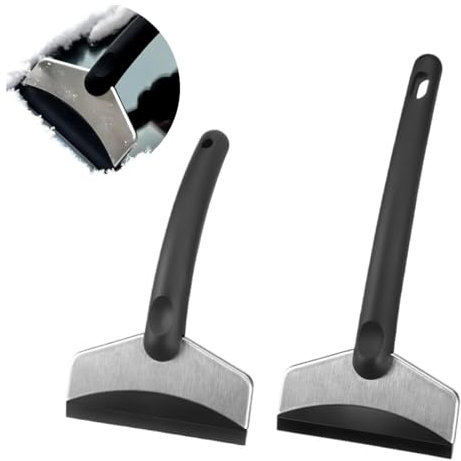Raclette Antigivre Pare-Brise Voiture, 2 pièces Grattoir à Glace Idéal, grattoir à glace en acier inoxydable robuste et plastique ABS, Vitre Voiture Givre pour Fenêtres de Pare-Brise de Voiture