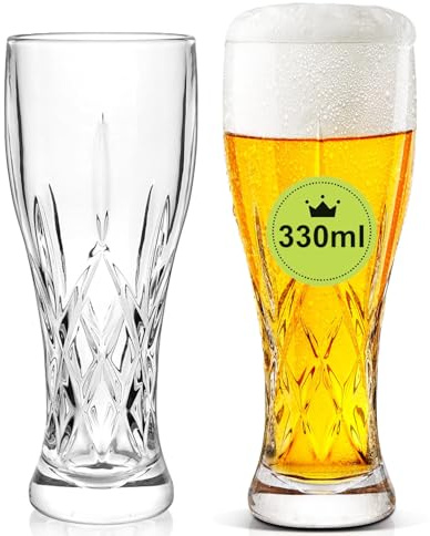 AXIM Beer Glasses Set, Craft Beer Pint Glass, Pilsner Beer Mug,Bar Glassware Drinking Glasses for Home Kitchen Entertainment (2 Pcs/330ml)
