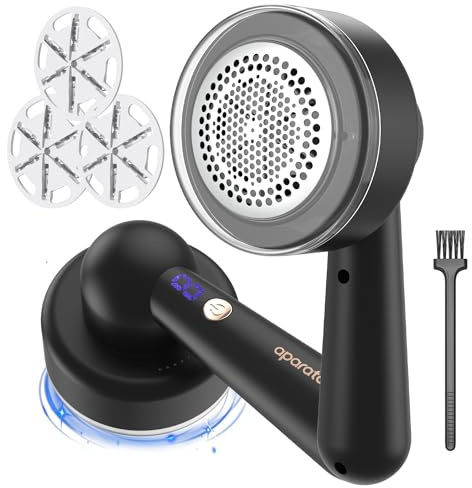 Rasoir Anti Bouloche, Rasoir Bouloche USB Rechargeable, Rasoir Textile Anti-Bouloches électrique avec 3 Lames Rechange et Brosse Nettoyage pour Vêtement, Couverture, Coussin, Pulls, Meubles, Tapis