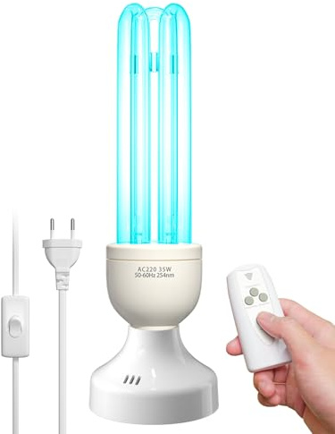 BrightArk 35W UV Germicidal Lamp UVC Ultraviolet Lamp Ozone With Remote Control and Timer Double Sterilizer with Quartz Tube UV Sterilization 254nm for Bedroom, Kitchen, Bathroom