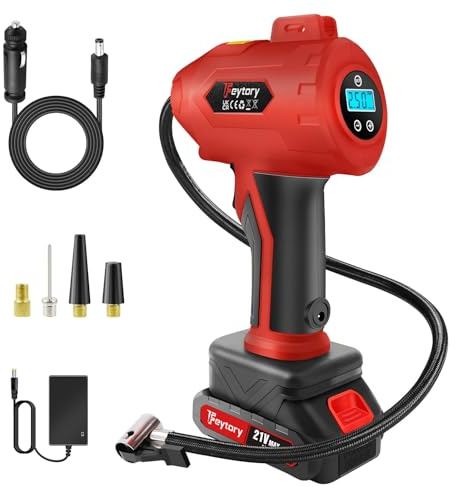 21V Cordless Tyre Inflator Air Compressor Rechargeable Battery Digital Tyre Pump Electric Car Tyre Inflator Pump Portable Tire Air Compressor Pump