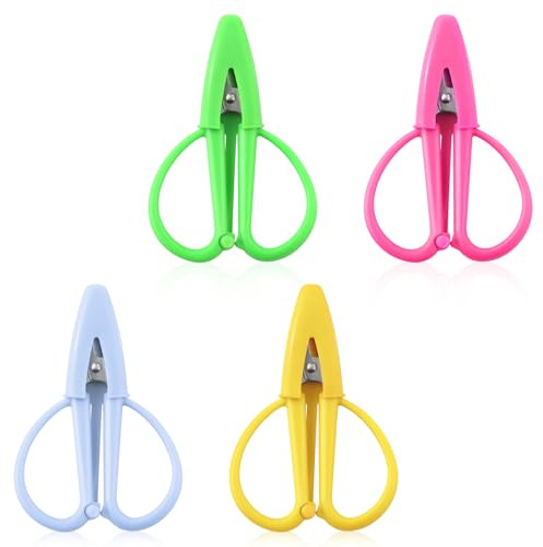 4 Mini Forbici, Piccole Forbici Multiuso Affilate con Cappucci Protettivi per Cucito Ricamo Viaggi Fai Da Te Taglio della Carta e Artigianato di Precisione (4 Colori)