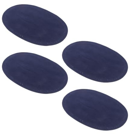 SHERCHPRY 2 Pairs Oval Blue Elbow Sewing Repair Patches with Pre-Reserved Stitch Holes, DIY Clothing Accessories for Jackets, Sweaters, Jeans, and Trousers