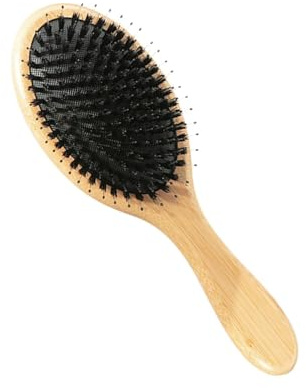 Hårborste av vildsvinborst | Trähandtag med massage-luftkudde antistatisk | padelborstkam | för kvinnor män barn torrt vått tjockt fint lockigt rakt långt hår
