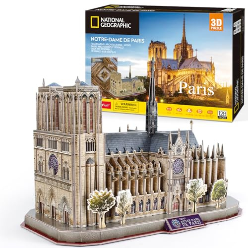 CubicFun Puzzle 3D de Notre-Dame de Paris Kits de Modèle Architectural de l'église Gothique, 128 Pièces