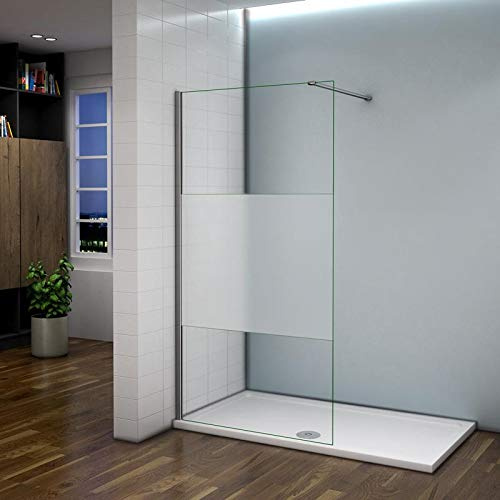 AICA Parete Doccia 90x200cm Con Fissa Walk In Vetro 8 MM Trasparente Barra Stabilizzatrice: 90cm