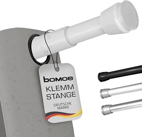bomoe Bastone per Tenda a Pressione Regolabile 140-260cm Bianca – Asta Doccia Antiscivolo Alluminio senza Forare né Viti – Installazione Semplice – Asta Appendiabiti per Armadio – Neptun