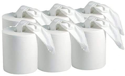 ESSUYAGE PAPIER BOBINE ESSUIE MAIN BLANCHE PURE OUATE 450 F - PAQUET DE 6 bobines