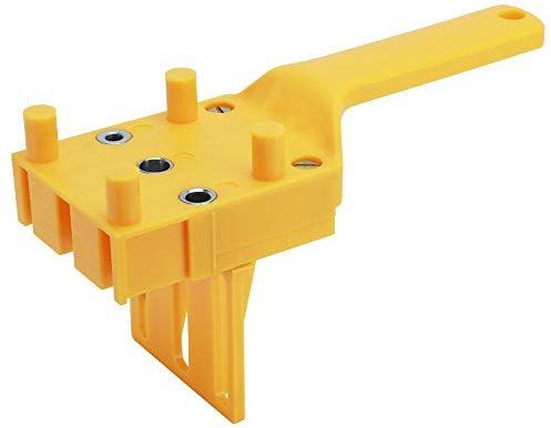 Handheld Dowel Jig, Woodworking Doweling Jig Wood Drilling Hole Saw Tools with Metal Sleeve Drill Guide Kit Positioning Pin Fixture Set Centre Point with Pins Bit Joiner for Straight Holes