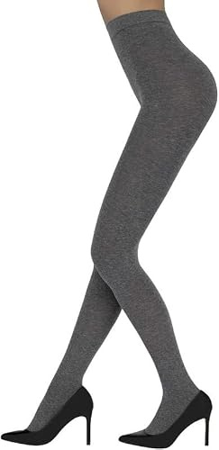 Sarah Borghi Collant en Coton Extra Doyx, 100 Denieres, Super Opaques pour Femmes, Made in Italy (Gris, L)