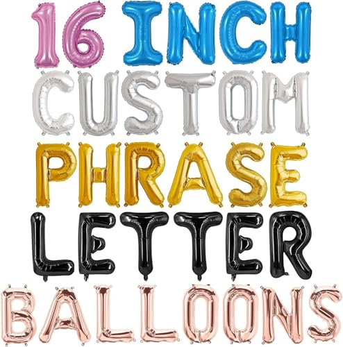 Godfather Ltd Letter Foil Balloons - Custom Phrase 16 Inch Balloon Alphabet Letters And Numbers Foil Mylar Balloons - Create Your Own Balloon Banner for Birthday Baby Shower