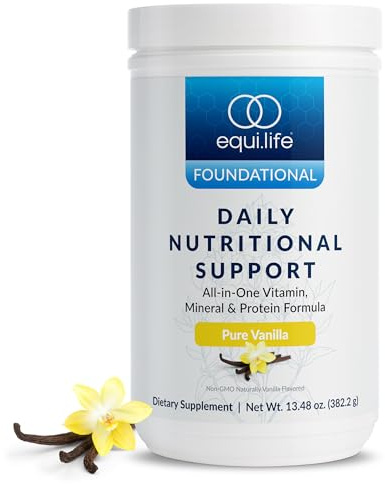 Equilife Daily Nutritional Support, All-in-One Multivitamin Meal Replacement, Pure Vanilla Flavor, 15G Plant Protein, Supports Overall Wellness Including Energy, Digestion, & Skin, 14 Servings Tub