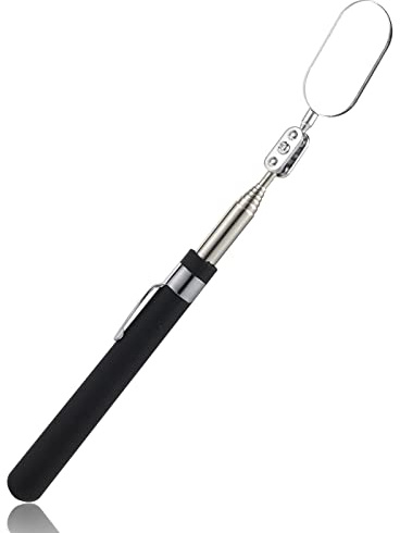 Savita Specchietto Telescopico per Ispezione, Ovale Specchietti Ispezione con Impugnatura Estesa Specchi per Ispezione per Controllo delle Condizioni del Veicolo (Maniglia da 24~95cm)