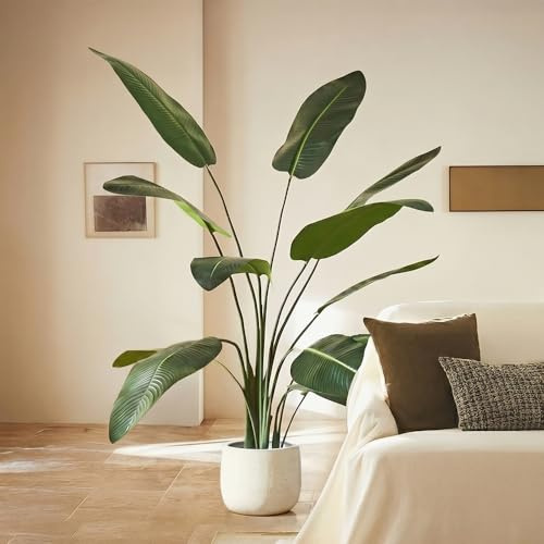 BLAINE Planta Artificial de Strelitzia 160 cm Decoración de Interiores y Terrazas con Aspecto Hiperrealista Que No Necesita Mantenimiento