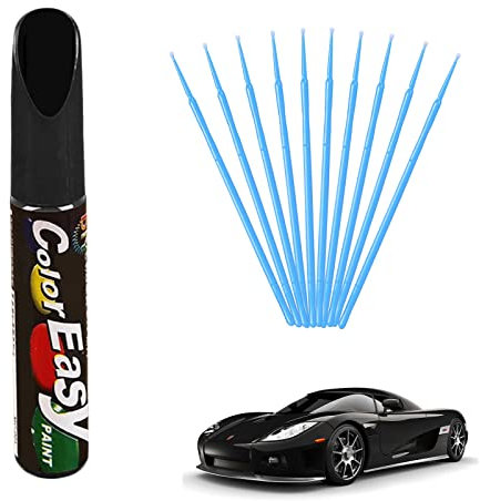 Cutiolly Pennarello Copri Graffi Auto,Penna Ritocco Carrozzeria,Penna per Ritocco Auto,Riparazione Graffi (Nero 1pcs + etichetta di cotone 10pcs)