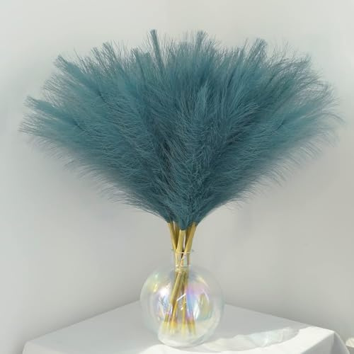 NOLACE Pampas Secas para Decoración 30 Piezas de Hierba Artificial de Pampas Pulgadas 55CM Relleno de Jarrones de Caña Sintética Hierba Artificial de Moda para Decoración Boho (Azul)