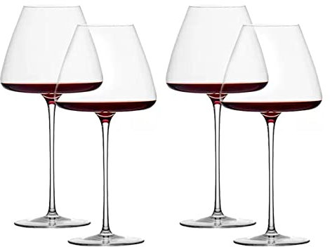 Grande Verre À Vin Blanc 800 ML,verre À Vin Cristal, Beaux Verres À Vin À Tige Haute, Verre Vin Bourgogne, Parfait La Maison, Les Restaurants, Les Fêtes,Grand Verres À Vins Avec Long Pied,4 Pièces Ver