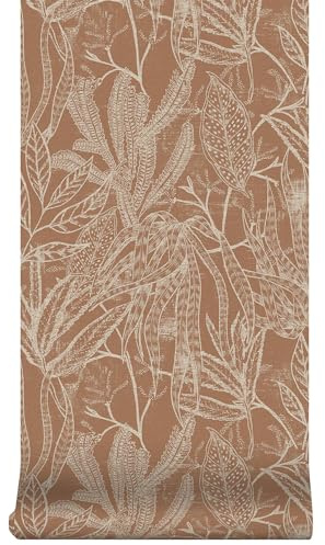 Sublime Papier peint intissé Chaya 1005 x 52cm Terracotta | Revêtement Mural, Tapisserie | Ambiance Facile à poser et à enlever