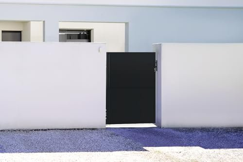 Casanoov Portillon Extérieur de Jardin NALI 1 m x 140 cm – Acier Noir Mat Plein et Occultant – Portillon Piéton Robuste pour Clôture et Entrée Maison