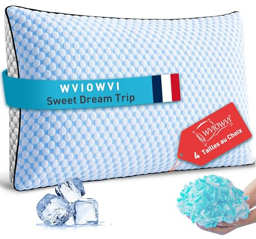 WVIOWVI Oreiller Mémoire Forme Ergonomique Cervical, Oreiller 40x60 – Coussin Refroidissement – Housse Lavable – Hauteur Personnalisable, Anti-acarien Anti-Transpiration Hypoallergénique
