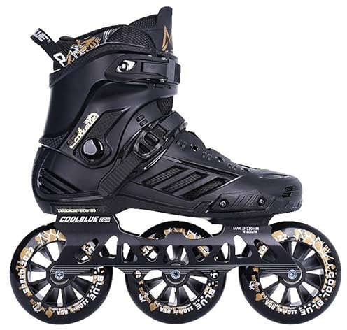 MHXZKHL Patins à roulettes pour Homme Et Femme avec 3 Roues 110mm,Patins à Roues Alignées, Rollers en Ligne Lames D'extérieur pour Adultes, Patins De Course De Vitesse pour Adolescents(41,Black)