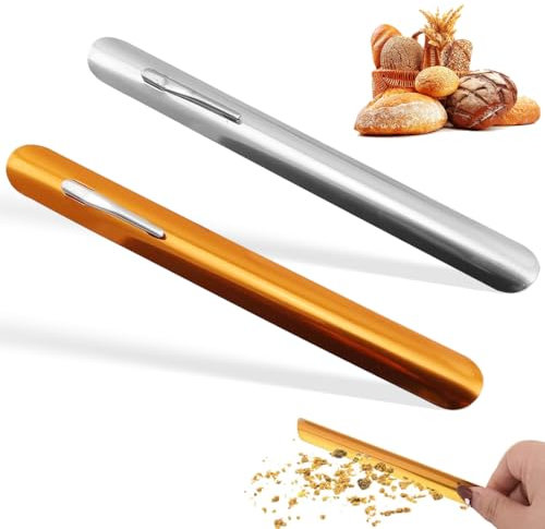 MIRKUZI Recogedores para el hogar Quitamigas compacto de 2 piezas, escoba de mesa, cepillo para migas, barredor de mesa, elimina migas de la mesa fácil y rápidamente (dorado y plateado)