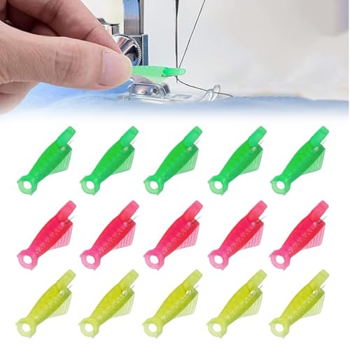 HABNI Enhebrador de Agujas de 15 Piezas, Ayuda para enhebrar Agujas de Coser, enhebrador rápido DIY, Forma de pez (3.3cm)